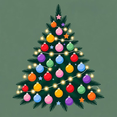 Colorful Christmas Tree Illustration