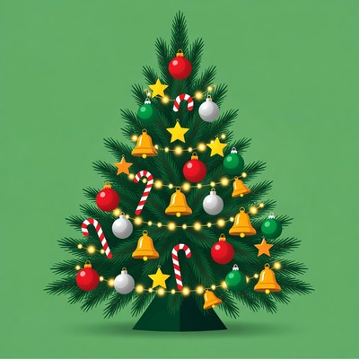 Decorated Christmas Tree Illustration
