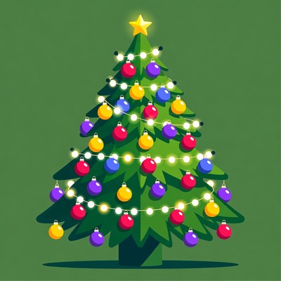 Colorful Christmas Tree with Lights