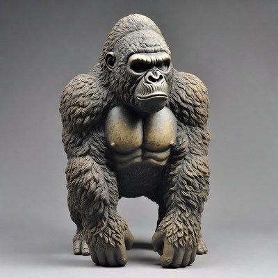 Realistic silverback gorilla statue
