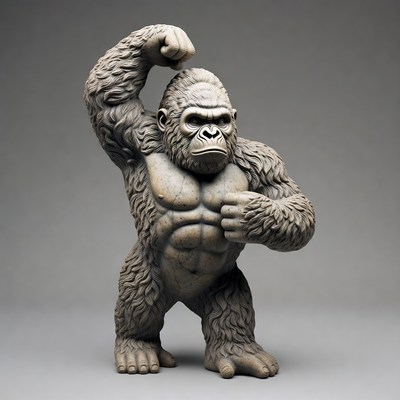 Muscular gorilla flexing biceps