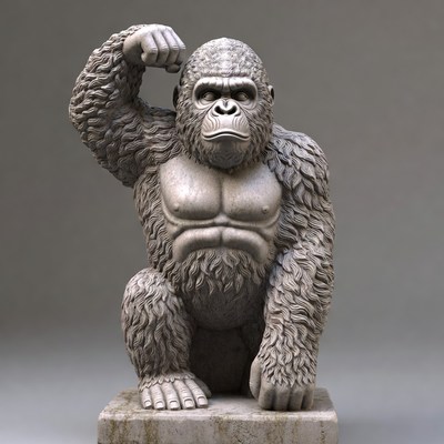 Gorilla flexing muscular arm