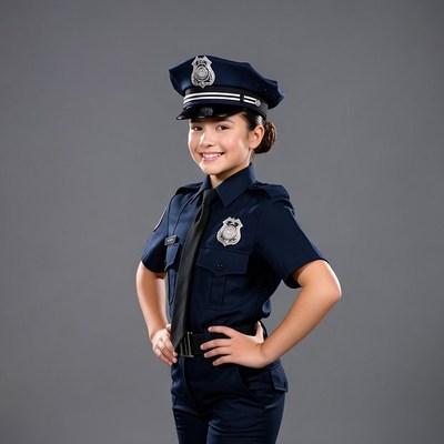 Girl in police uniform posing