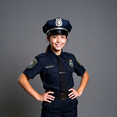 Young girl in police uniform