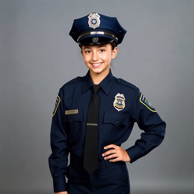 Girl in police officer uniform