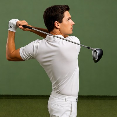 Man swinging golf driver