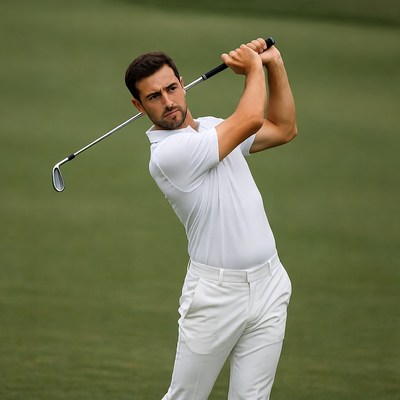 Man swinging golf club