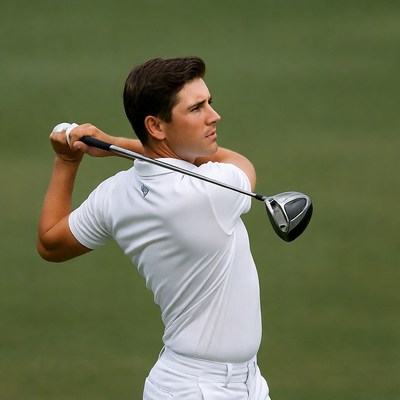 Man swinging golf driver