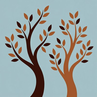 Two Autumn Trees Illustration