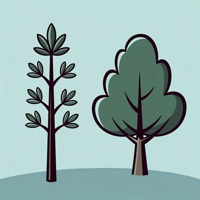 Cartoon Cannabis Plant and Tree