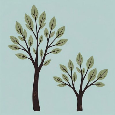 Two Green Trees Illustration