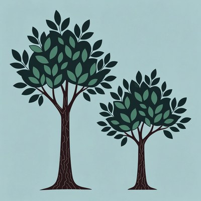Two Green Trees Illustration