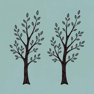 Two trees illustration on blue background
