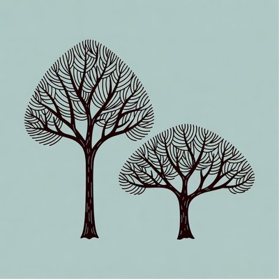 Two Outline Trees Illustration