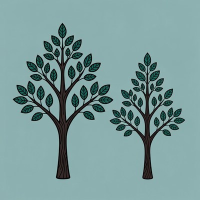 Two Green Trees Illustration
