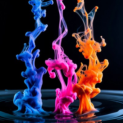 Colorful Ink Swirls in Water