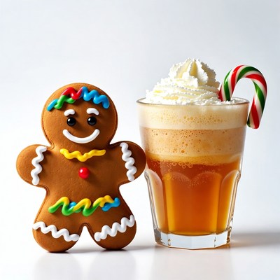 Gingerbread man with hot chocolate
