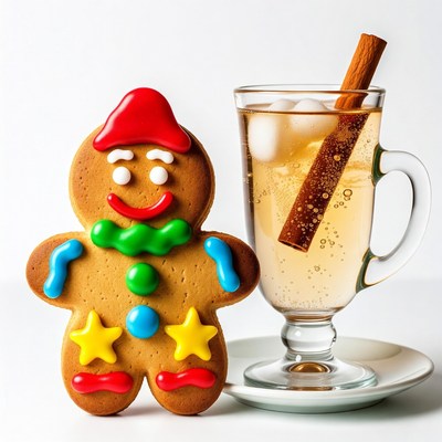 Gingerbread man with cinnamon hot toddy