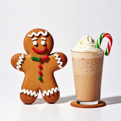 Gingerbread man with peppermint mocha