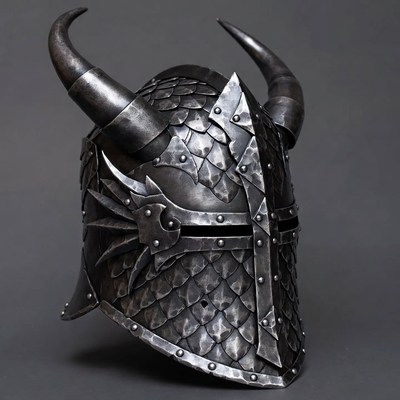 Black Viking Helmet with Horns