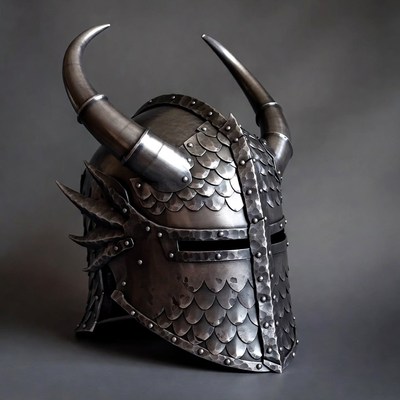 Medieval Viking Helmet with Horns