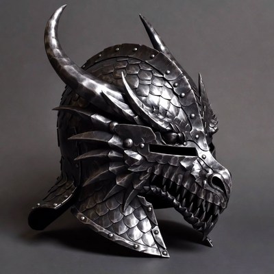 Dragon Helmet with Curved Horns