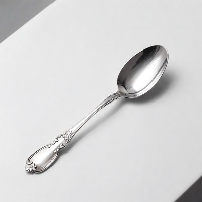Elegant silver ornate soup spoon