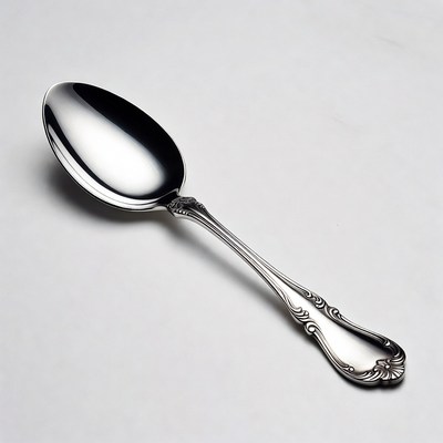 Shiny silver serving spoon