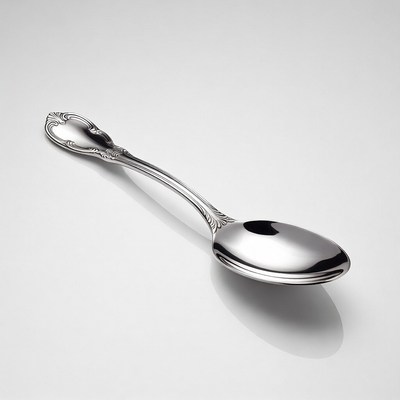 Elegant silver spoon on white background