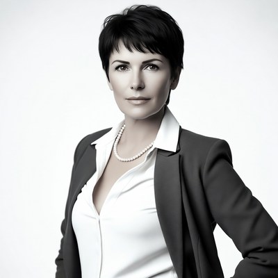 Confident woman in black blazer