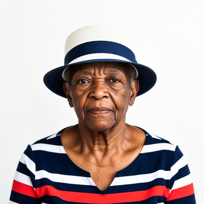 Elderly African-American woman in straw hat