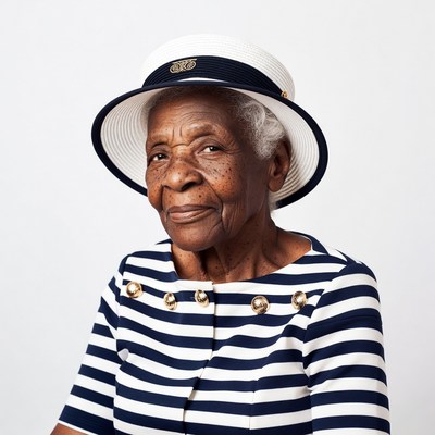 Elderly African-American woman in straw hat