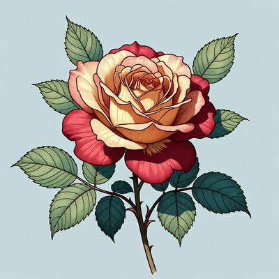 Peach Rose Illustration