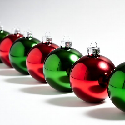Row of Red Green Christmas Ornaments