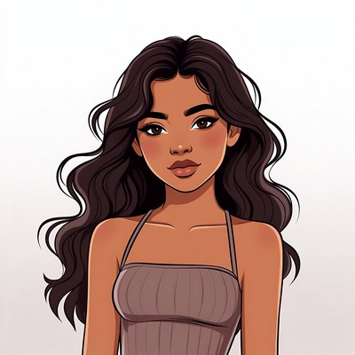 Beautiful woman with long wavy hair