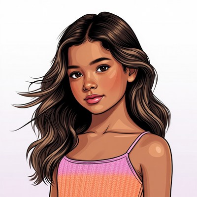 Beautiful girl with wavy brown hair