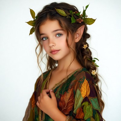 Girl with leaf crown and elf ears