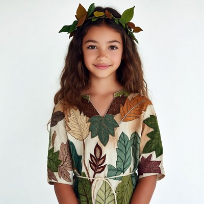 Girl with leaf crown and dress