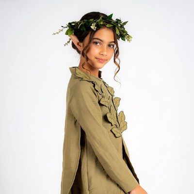 Girl in elf costume with leaf crown