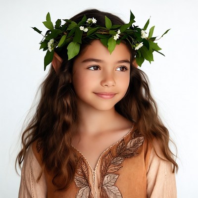 Girl wearing flower crown