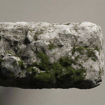 Mossy Stone Rock Isolated Background