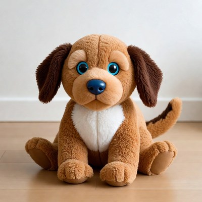 Cute brown plush puppy sitting