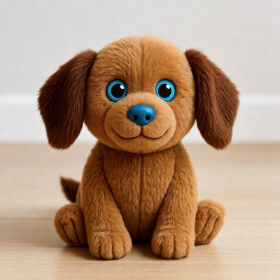 Cute brown plush puppy sitting