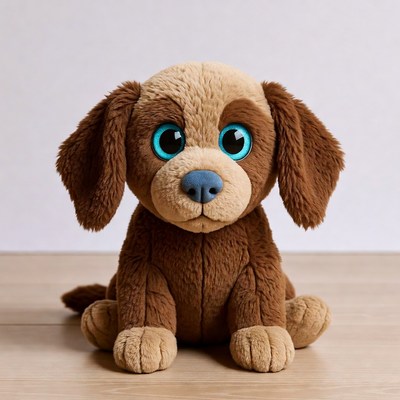 Cute plush puppy with blue eyes