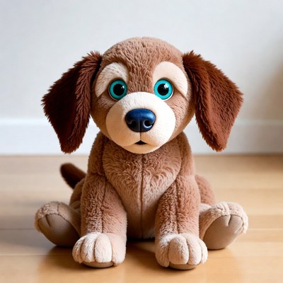 Brown plush puppy sitting