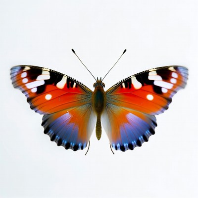 Red Admiral Butterfly on White Background