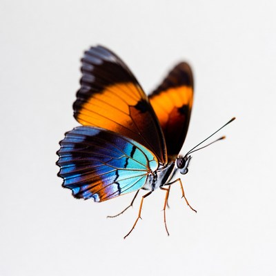 Colorful butterfly with blue orange wings