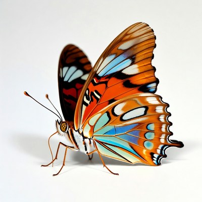 Colorful Morpho Butterfly on White Background