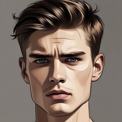 Handsome young man portrait illustration