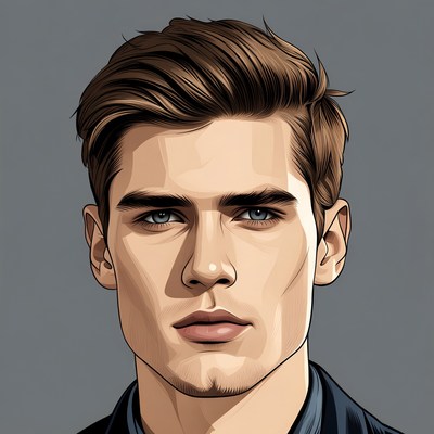 Handsome young man portrait illustration